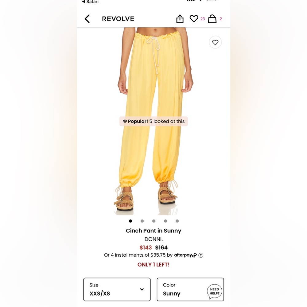 Donni cinch pant in sunny silk